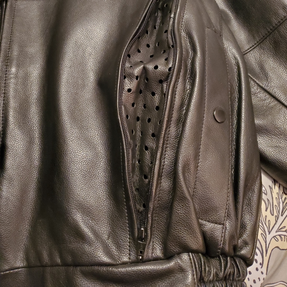 Firstgear thermoliner black leather motorcycle jacket XL - Picture 13 of 16